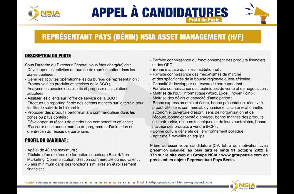 Representant NSIA Asset  Management